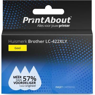 PrintAbout LC-422XLY Inktcartridge - Geel Hoge Capaciteit - Voor Brother PrintAbout LC-422XLY Inktcartridge - Geel Hoge Capaciteit - Voor Brother