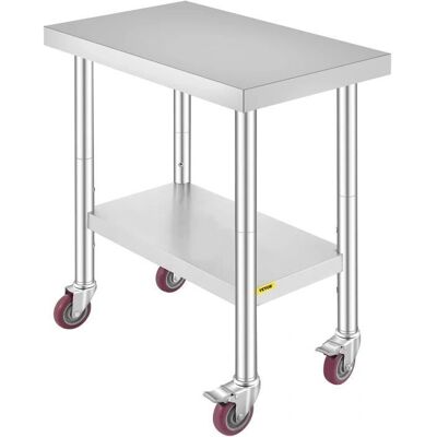 Table de Travail en Acier Inoxydable VEVOR - Étagères Ajustables - Publicité Table de Travail en Acier Inoxydable VEVOR - Étagères Ajustables - Publicité