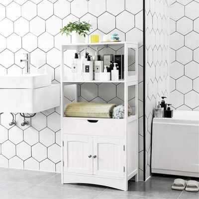 Costway - Bath Cabinet MDF - White - Cabinet de salle de bains - Publicité Costway - Bath Cabinet MDF - White - Cabinet de salle de bains - Publicité