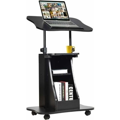 COSTWAY - Carrello Porta Computer - Altezza 66-110 cm - Scrivania ruota 0-180° - Computer cart COSTWAY - Carrello Porta Computer - Altezza 66-110 cm - Scrivania ruota 0-180° - Computer cart