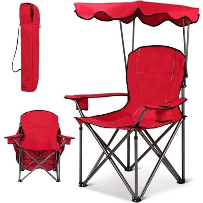Chaise de Camping Portable Costway avec Parasole - Supporte 120kg - Publicité Chaise de Camping Portable Costway avec Parasole - Supporte 120kg - Publicité