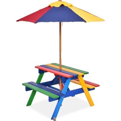 Ensemble de Table et Bancs de Jardin COSTWAY - Coloré & Brun - Pour Enfants - Publicité Ensemble de Table et Bancs de Jardin COSTWAY - Coloré & Brun - Pour Enfants - Publicité
