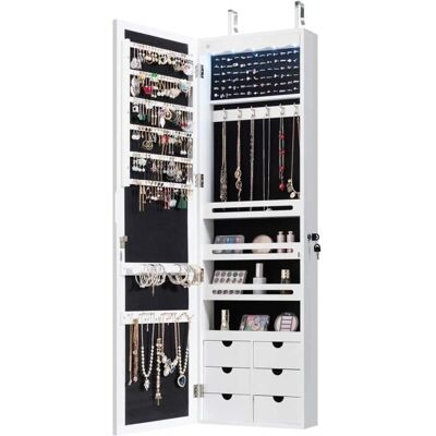 GOPLUS - Armoire à bijoux avec miroir 120x36.5x10cm - Blanc - Armoire à bijoux - Publicité GOPLUS - Armoire à bijoux avec miroir 120x36.5x10cm - Blanc - Armoire à bijoux - Publicité