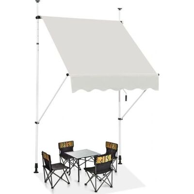 Auvent Rétractable Manuel COSTWAY - 150x125cm, Hauteur Réglable, Beige - Awnings - Publicité Auvent Rétractable Manuel COSTWAY - 150x125cm, Hauteur Réglable, Beige - Awnings - Publicité
