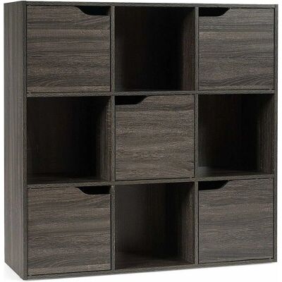 Costway - 9-Compartment Bookcase - Gris - aglomerado - bookcase Costway - 9-Compartment Bookcase - Gris - aglomerado - bookcase
