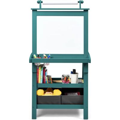 Costway Childrens Easel - 3-in-1 Magnetic Whiteboard & Blackboard, Blue Costway Childrens Easel - 3-in-1 Magnetic Whiteboard & Blackboard, Blue