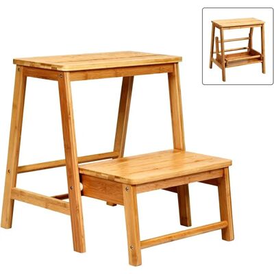 COSTWAY - Bamboo Folding Step Stool - 45x51x48 cm - 100 kg COSTWAY - Bamboo Folding Step Stool - 45x51x48 cm - 100 kg