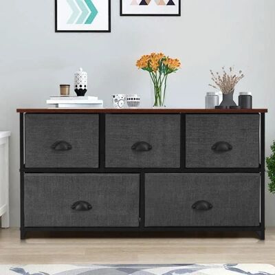 COSTWAY Commode 5 Tiroirs en Tissu - Meuble - Publicité COSTWAY Commode 5 Tiroirs en Tissu - Meuble - Publicité