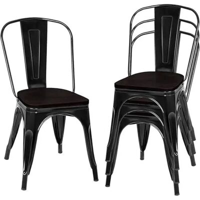 Costway - 4erSetMetallstuhl - Schwarz - Stapelbar - Chair Costway - 4erSetMetallstuhl - Schwarz - Stapelbar - Chair