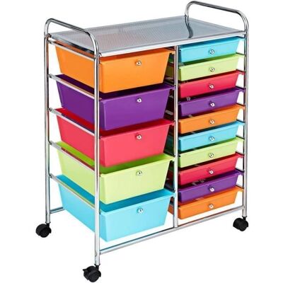 Tour de Rangement Costway à Roulettes - 15 Tiroirs Amovibles - Multicolore - Publicité Tour de Rangement Costway à Roulettes - 15 Tiroirs Amovibles - Multicolore - Publicité