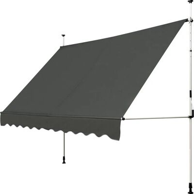 Costway 300x120cm Grijze Verstelbare Uitrollende Zonnescherm UV-bestendig Costway 300x120cm Grijze Verstelbare Uitrollende Zonnescherm UV-bestendig