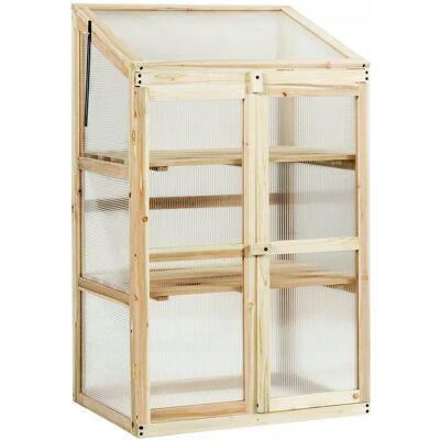 Costway - 3-Tier Wooden Cold Frame - 60x45x100 cm - Polycarbonate - Greenhouse Costway - 3-Tier Wooden Cold Frame - 60x45x100 cm - Polycarbonate - Greenhouse