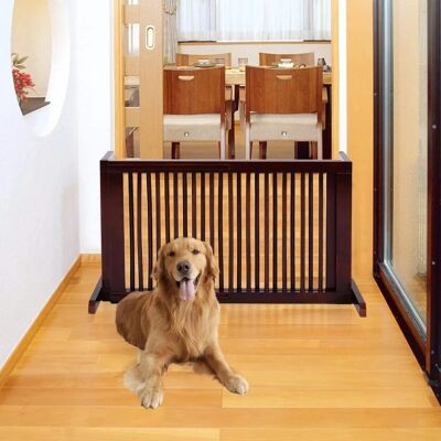 Costway Dierenhek - Verstelbaar Kersenhout - 71-203cm Costway Dierenhek - Verstelbaar Kersenhout - 71-203cm