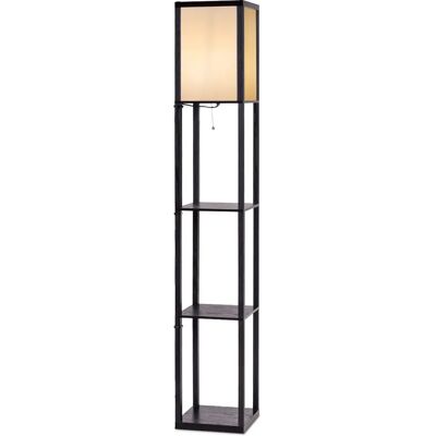 Costway 3-Ebenen Staande Lamp met Planken - Modern Zwart en Wit Costway 3-Ebenen Staande Lamp met Planken - Modern Zwart en Wit