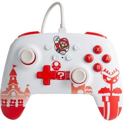 PowerA Nintendo Switch Enhanced Wired Controller - Super Mario: Mario Red & White PowerA Nintendo Switch Enhanced Wired Controller - Super Mario: Mario Red & White
