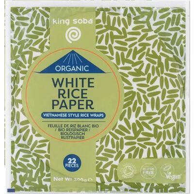 Papel de arroz orgánico King Soba 200g - Sin gluten, Vegano, Envolturas Papel de arroz orgánico King Soba 200g - Sin gluten, Vegano, Envolturas