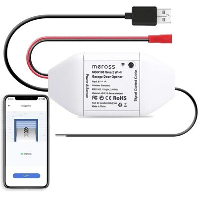 MEROSS - Abridor de porta de garagem WiFi - Inteligente, controle por app, compatível com SmartThings MEROSS - Abridor de porta de garagem WiFi - Inteligente, controle por app, compatível com SmartThings
