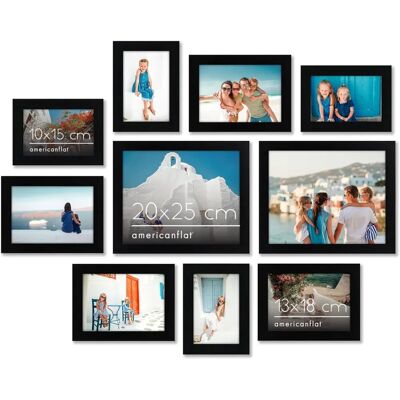 Set de 10 Marcos de Collage en Negro de Americanflat - Decoración de Pared y Mesa Set de 10 Marcos de Collage en Negro de Americanflat - Decoración de Pared y Mesa
