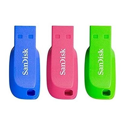 SanDisk Cruzer Blade 16GB USB Flash Drive - Azul, Verde, Rosa - USB 2.0 SanDisk Cruzer Blade 16GB USB Flash Drive - Azul, Verde, Rosa - USB 2.0