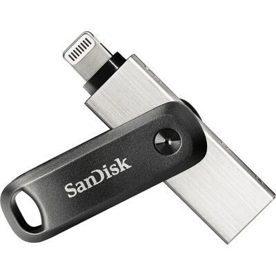 SanDisk iXpand USB-Flashdrive 64 GB - USB Typ-A / Lightning - Schwarz, Silber SanDisk iXpand USB-Flashdrive 64 GB - USB Typ-A / Lightning - Schwarz, Silber