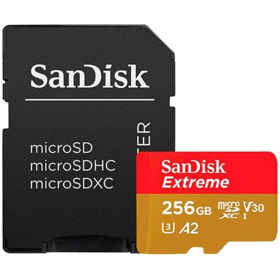 SanDisk Extreme PLUS A2 microSD (SDSQXBD-GN6MA) - 256GB (SDSQXBD-256G-GN6MA) SanDisk Extreme PLUS A2 microSD (SDSQXBD-GN6MA) - 256GB (SDSQXBD-256G-GN6MA)