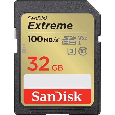 SanDisk Extreme SD UHS-I-kort 32 GB - Muistikort 4K UHD-videolle SanDisk Extreme SD UHS-I-kort 32 GB - Muistikort 4K UHD-videolle