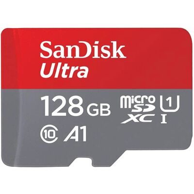 Carte mémoire SanDisk Ultra 128 Go microSDHC - Pack double - Publicité Carte mémoire SanDisk Ultra 128 Go microSDHC - Pack double - Publicité