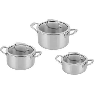 Ninja Silber Suppentopf-Set - Edelstahl 3-teilig - Suppentöpfe Ninja Silber Suppentopf-Set - Edelstahl 3-teilig - Suppentöpfe