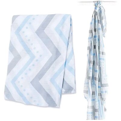 Lulujo Musseline de Bambou - Chevron Bleu - 120x120 cm - Doudou - Publicité Lulujo Musseline de Bambou - Chevron Bleu - 120x120 cm - Doudou - Publicité