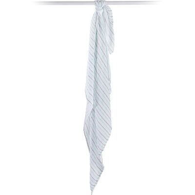 Lulujo - Gigoteuse en mousseline - Rayures aqua - Soins pour enfants - 120x120cm - Publicité Lulujo - Gigoteuse en mousseline - Rayures aqua - Soins pour enfants - 120x120cm - Publicité