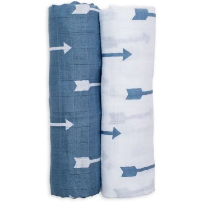 Lulujo Lange en mousseline Flèches Bleues - 100x100 cm - Coton - Publicité Lulujo Lange en mousseline Flèches Bleues - 100x100 cm - Coton - Publicité