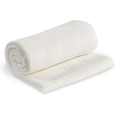 Lulujo Baby Blanket - White - 100x80cm - Lightweight & Breathable Lulujo Baby Blanket - White - 100x80cm - Lightweight & Breathable