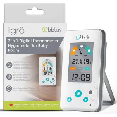 Thermomètre et hygromètre 2 en 1 pour chambre de bébé - Soins fiables - Publicité Thermomètre et hygromètre 2 en 1 pour chambre de bébé - Soins fiables - Publicité