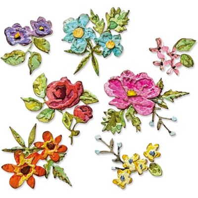 Tim Holtz Brushstroke Flowers Mini - Timbro di taglio Tim Holtz Brushstroke Flowers Mini - Timbro di taglio
