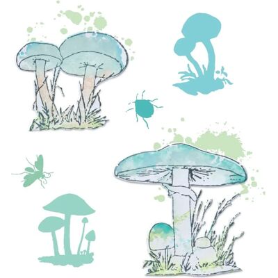 Sizzix Painted Pencil Mushrooms Craft Set - Die & Stamp Kit Sizzix Painted Pencil Mushrooms Craft Set - Die & Stamp Kit