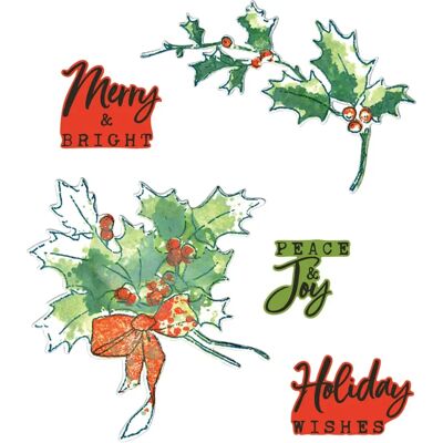 49 and Market Pencil Line Holly Troquel y Sellos Transparentes - Set de manualidades navideñas 49 and Market Pencil Line Holly Troquel y Sellos Transparentes - Set de manualidades navideñas