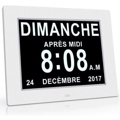 Marque Modèle - Alarme - Horloge LCD Haute Résolution - Fixation Murale - Blanc - Publicité Marque Modèle - Alarme - Horloge LCD Haute Résolution - Fixation Murale - Blanc - Publicité