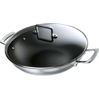 Le Creuset Wok antiaderente em aço inoxidável - 30cm, Prata Le Creuset Wok antiaderente em aço inoxidável - 30cm, Prata