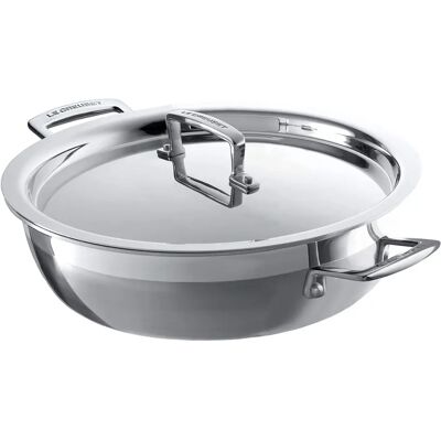 Le Creuset 30cm Roestvrij Stalen Platte Braadpan met Deksel - Duurzaam & Veelzijdig Le Creuset 30cm Roestvrij Stalen Platte Braadpan met Deksel - Duurzaam & Veelzijdig