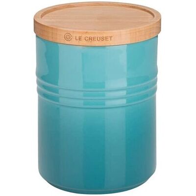 Le Creuset Teal Stengods Mellanstor förvaringsburk - Förvaringsburk Le Creuset Teal Stengods Mellanstor förvaringsburk - Förvaringsburk