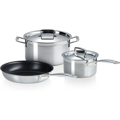 Le Creuset Silber 3-Schicht Edelstahl Kochset - Kochgeschirr-Set Le Creuset Silber 3-Schicht Edelstahl Kochset - Kochgeschirr-Set