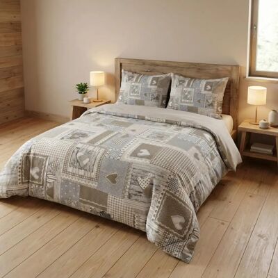 TEX FAMILY - tirolese cuori - Beige - 2P - Copripiumino TEX FAMILY - tirolese cuori - Beige - 2P - Copripiumino