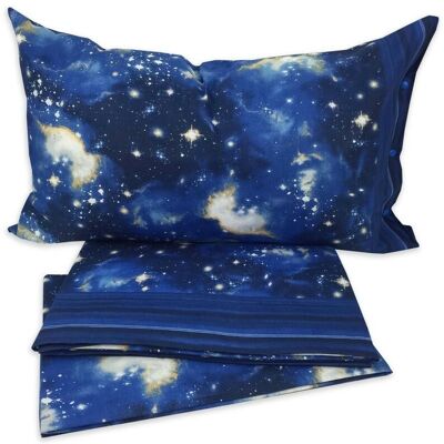 TEX FAMILY - Galassia Luna Lunare - Motivo Galassia Luna Lunare - Dimensione Matrimoniale - Sheet set TEX FAMILY - Galassia Luna Lunare - Motivo Galassia Luna Lunare - Dimensione Matrimoniale - Sheet set
