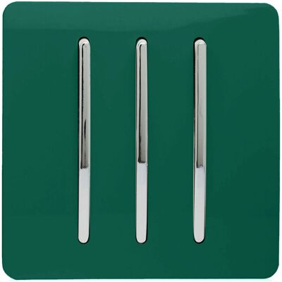 Trendi - Trendi 3 Gang 1 Way - Dark Green - Light Switch Trendi - Trendi 3 Gang 1 Way - Dark Green - Light Switch