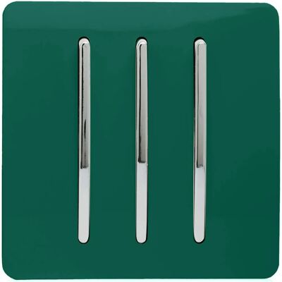 Trendi - Trendi 3 Gang 1 Way - Dark Green - Light Switch Trendi - Trendi 3 Gang 1 Way - Dark Green - Light Switch