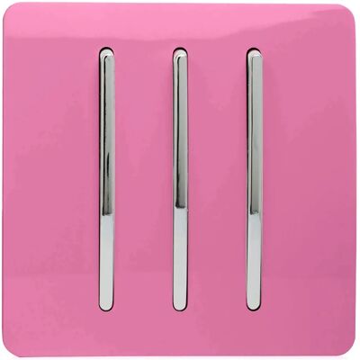 Trendi - Switch Trendi 3 Gang 2 Way - Pink - Light Switch Trendi - Switch Trendi 3 Gang 2 Way - Pink - Light Switch