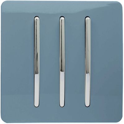 Trendi Switch - 3 Gang 1 Way - Glossy - Sky - Light Switch Trendi Switch - 3 Gang 1 Way - Glossy - Sky - Light Switch