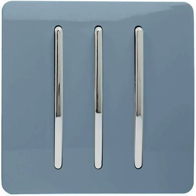 Trendi Switch - 3 Gang 1 Way - Glossy - Sky - Light Switch Trendi Switch - 3 Gang 1 Way - Glossy - Sky - Light Switch
