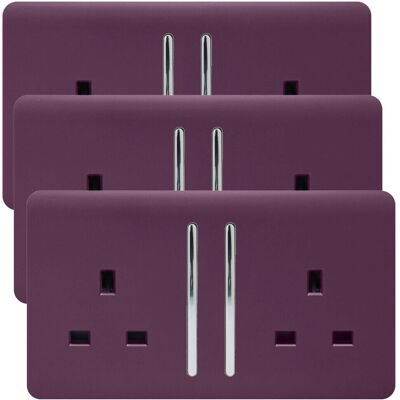 Trendi - Switch 2-Gang - Glossy Plum - Socket Trendi - Switch 2-Gang - Glossy Plum - Socket