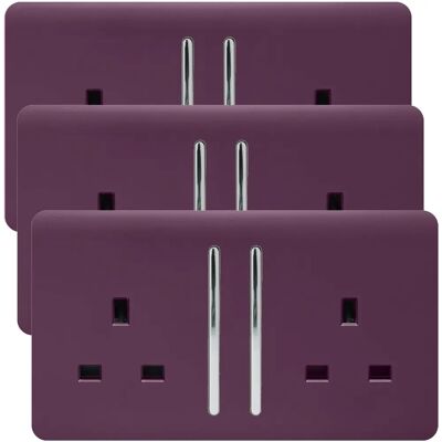 Trendi - Switch 2-Gang - Glossy Plum - Socket Trendi - Switch 2-Gang - Glossy Plum - Socket
